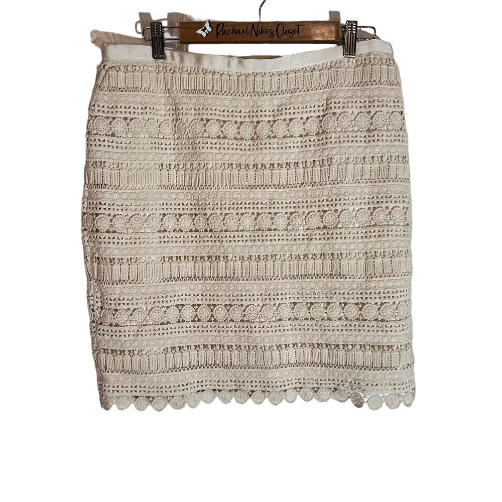 Tommy Hilfiger Womens Crochet Cream Pencil SKirt 14